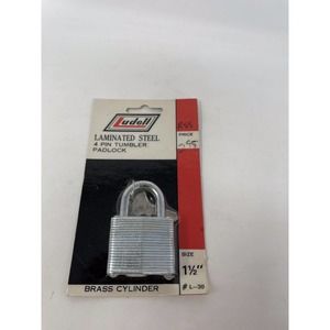 Vintage Ludell Laminated Steel 4 Pin Tumbler Padlock NEW Key Brass Cylinder